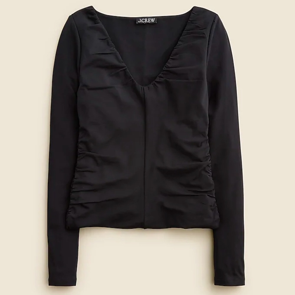 J.Crew Stretch cotton-blend ruched V-neck top size MWT